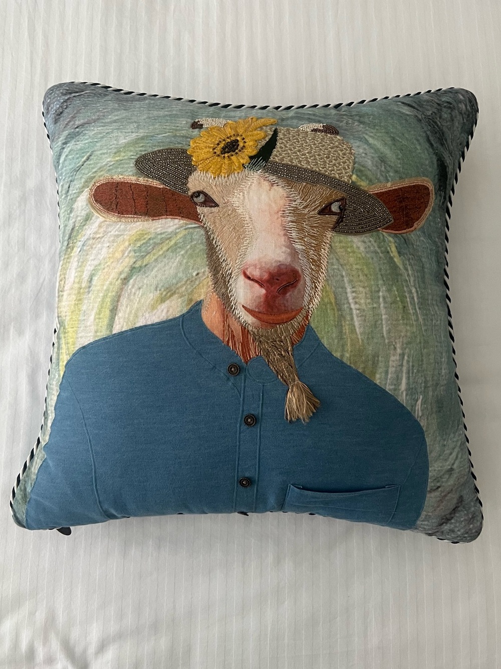 Mackenzie-Childs Vincent Van Goat Throw Pillow. Rare and Retired. Like New!